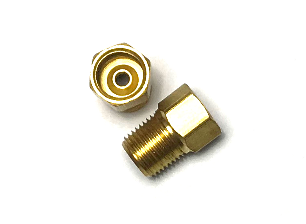 3/16" x 1/8" NPT BRASS INVERTED FLARE UNION - QTY 2